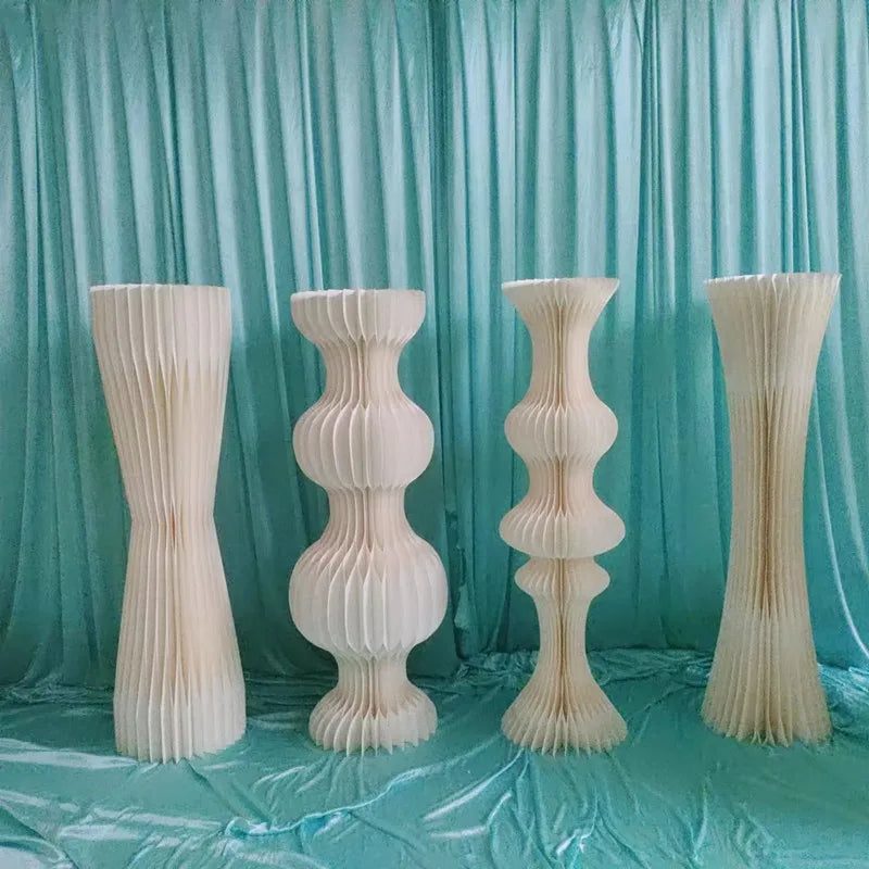 Décor festif vase blanc rayures moderne 100cm 120cm 80cm anniversaire mariage