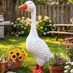 statue canard résine blanche plumes gravées décorative jardin rustiqueintérieur famille