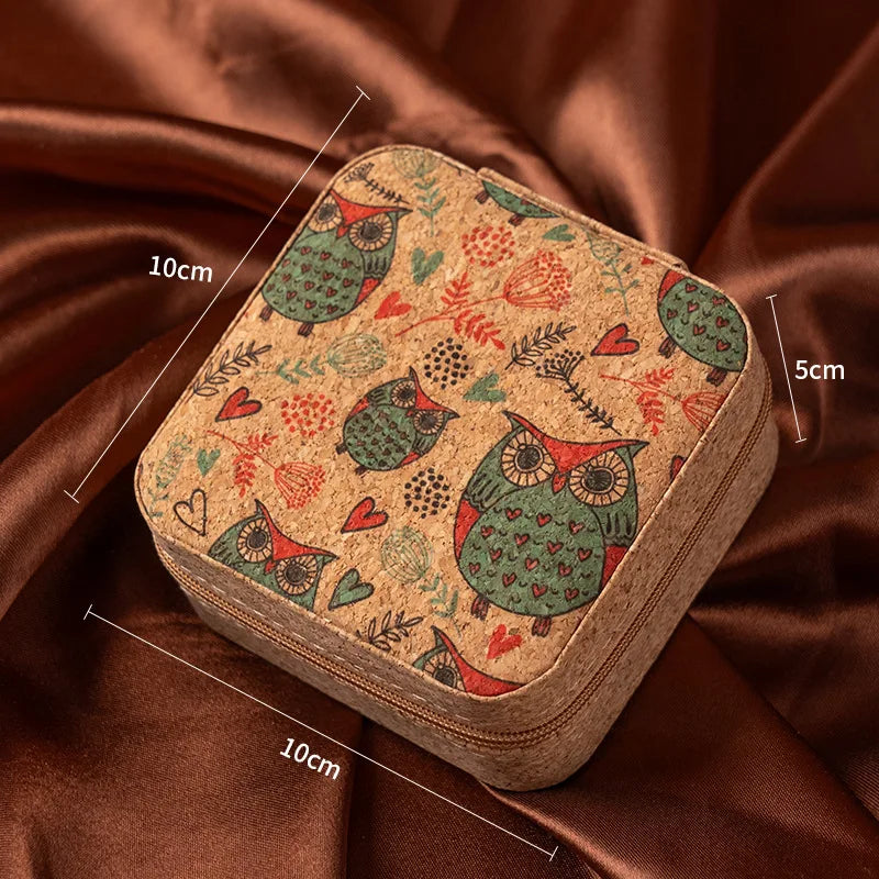 boîte bijoux vintage portable motifs floraux couleurs multiples rangement colliers boucles d'oreilles bracelets