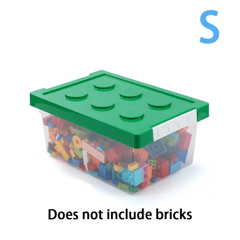 boîte rangement plastique transparente jouets blocs construction empilable chambre enfant colorée