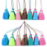 pompons multicolores tissés franges bohèmes décontractés accessoire décoration sacs rideaux artisanal DIY