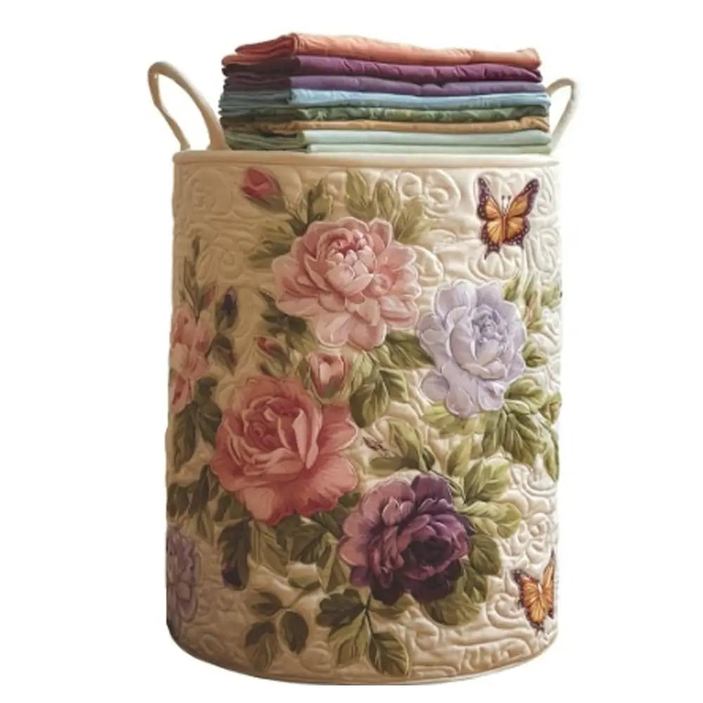 panier linge pliable motif floral vintage réutilisable respectueux environnement utilisations multiples noir beige multicolore