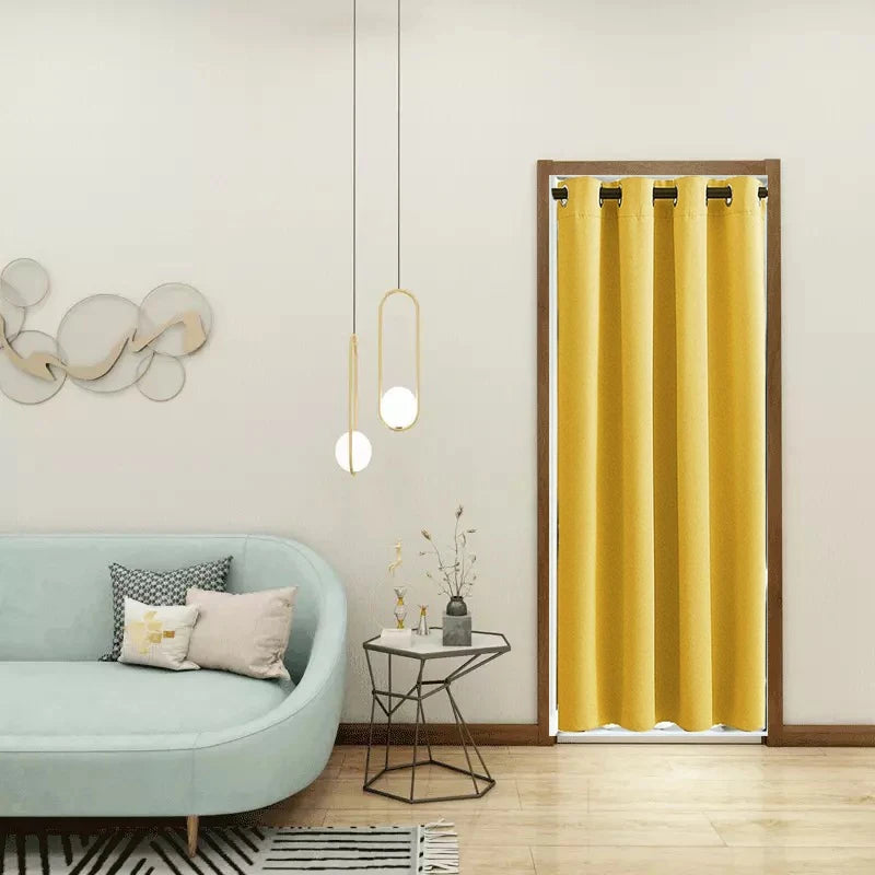 rideau porte uni opaque moderne beige noir vert foncé jaune polyester