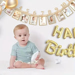 cadres photo muraux marron clair minimaliste modernes numéros mois bébé anniversaire