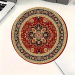 tapis rond vintage oriental persan motif floral ornements floraux rouge beige tapis souris antidérapant