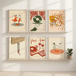 affiche art vintage toile vinyle danseurs fleurs texte salon chambreDecoration Murale Populaire