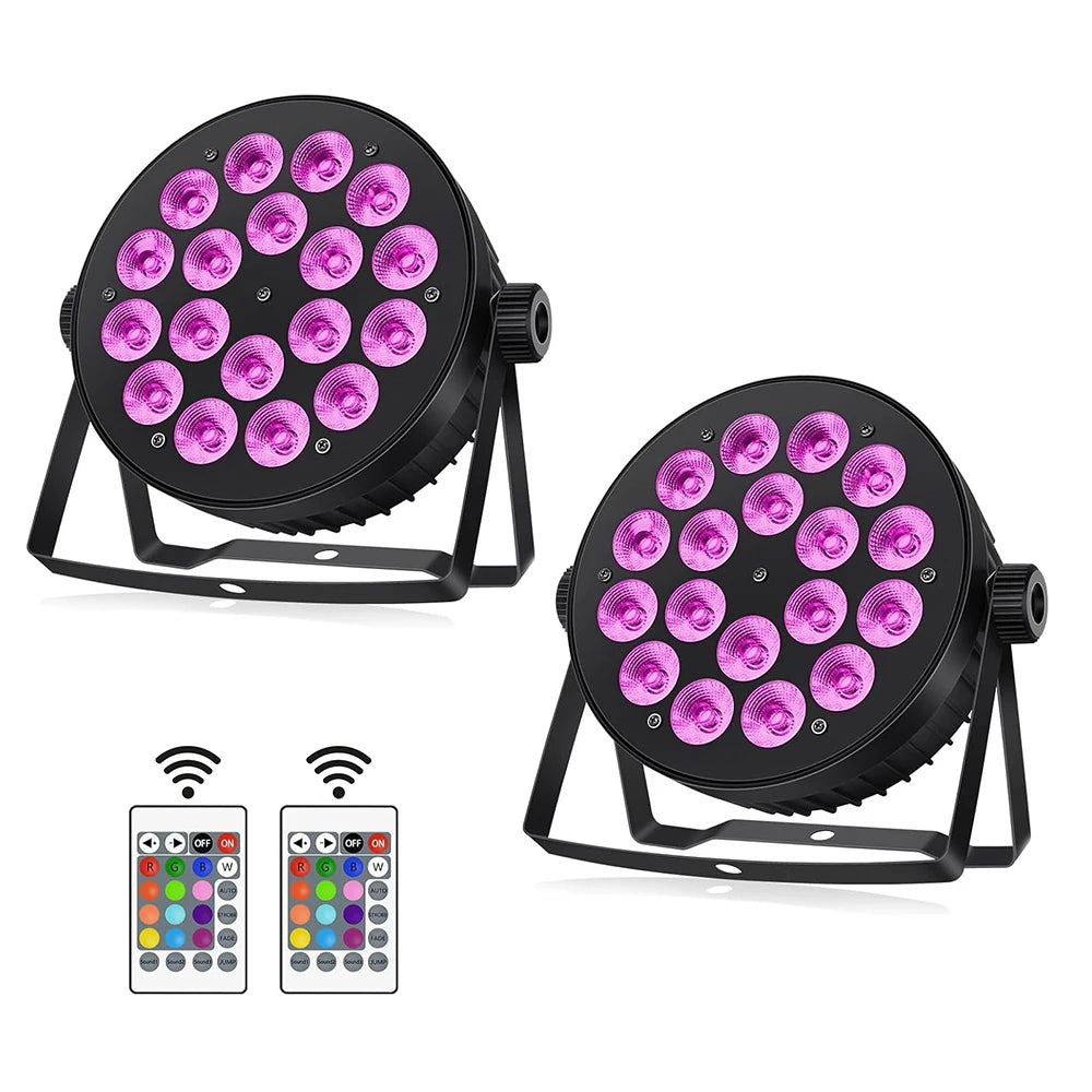 projecteur led noir 18 leds multicolore dmx bluetooth stroboscope événement spécial