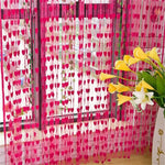 rideaux decoratifs coeurs translucides romantique barre couleurs rouge rose bleu violet blanc