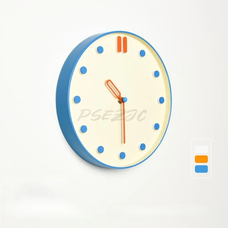 horloge murale moderne résine bleu blanc points fond visage unique opacité salon
