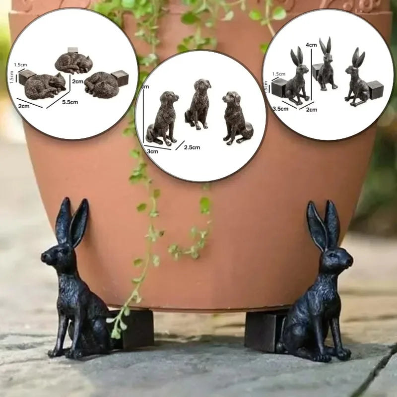 statuettes animaux bronze chien chat lapin art déco jardin intérieur decoration rustique opaques supports