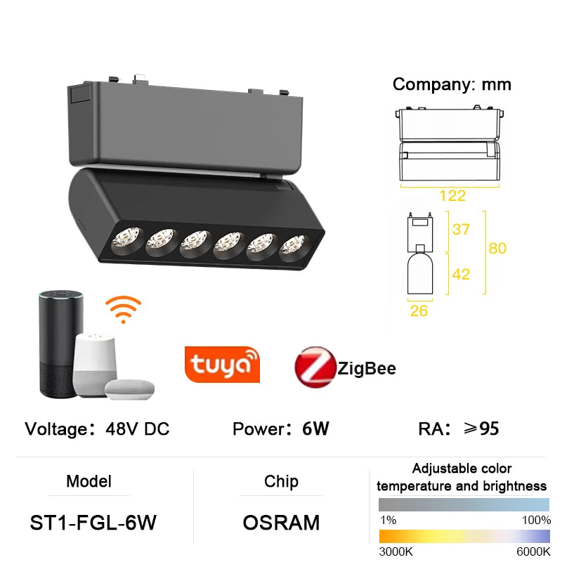 luminaire led rail magnétique noir moderne système éclairage intelligent intérieur ultra mince