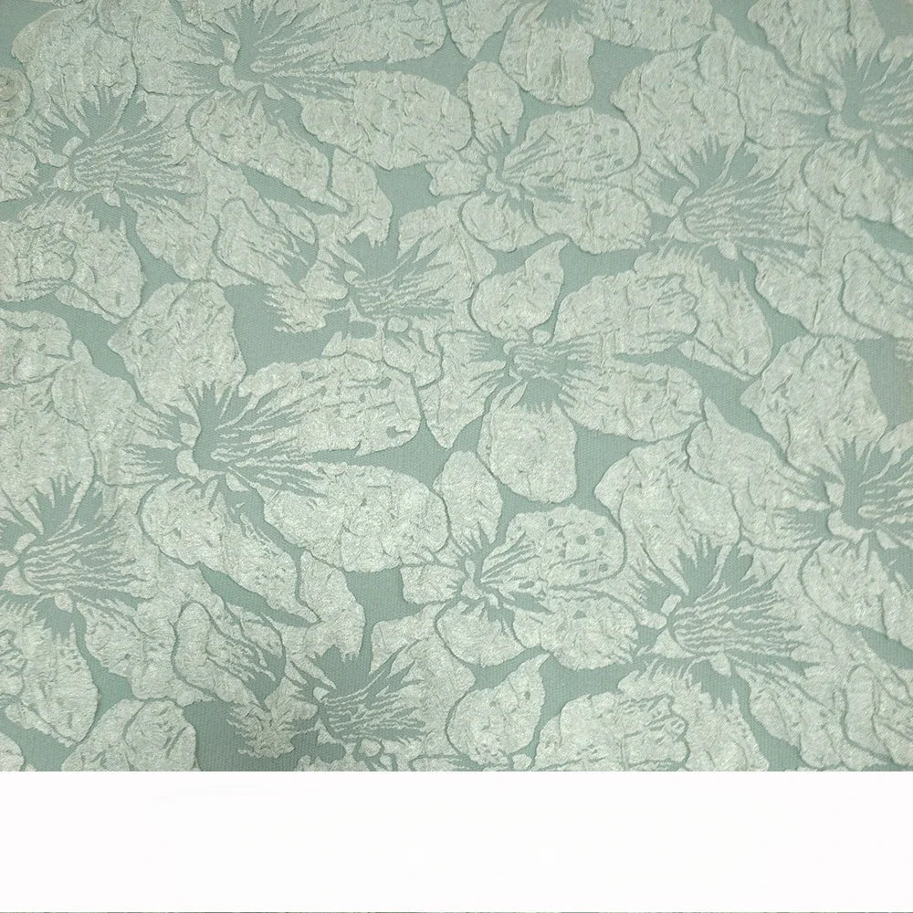 tissu polyester brocart fleurs relief bleu marine rose clair beige gris rouge jaune doré