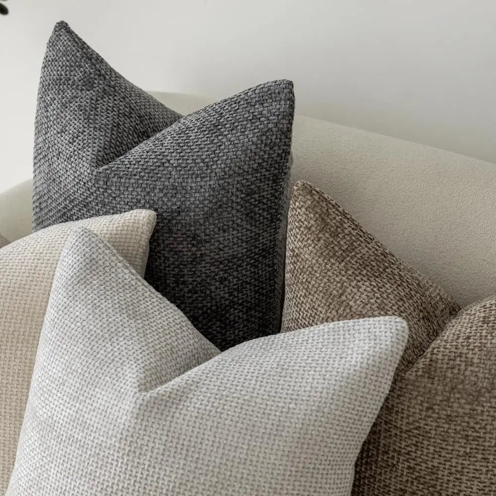 housses coussin décoratives polyester beige gris contemporaines simples maison neutres