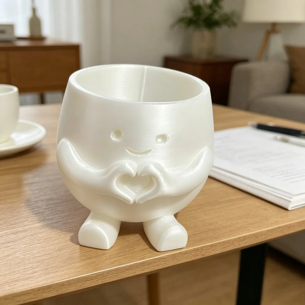 pot fleurs blanc forme mains cœur plante verte motif rayé décoration moderne intérieur extérieur