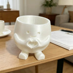 pot fleurs blanc forme mains cœur plante verte motif rayé décoration moderne intérieur extérieur