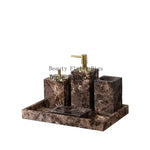 ensemble salle bain marbre moderne pot brosse dents porte savon distributeur savon boîte mouchoirs