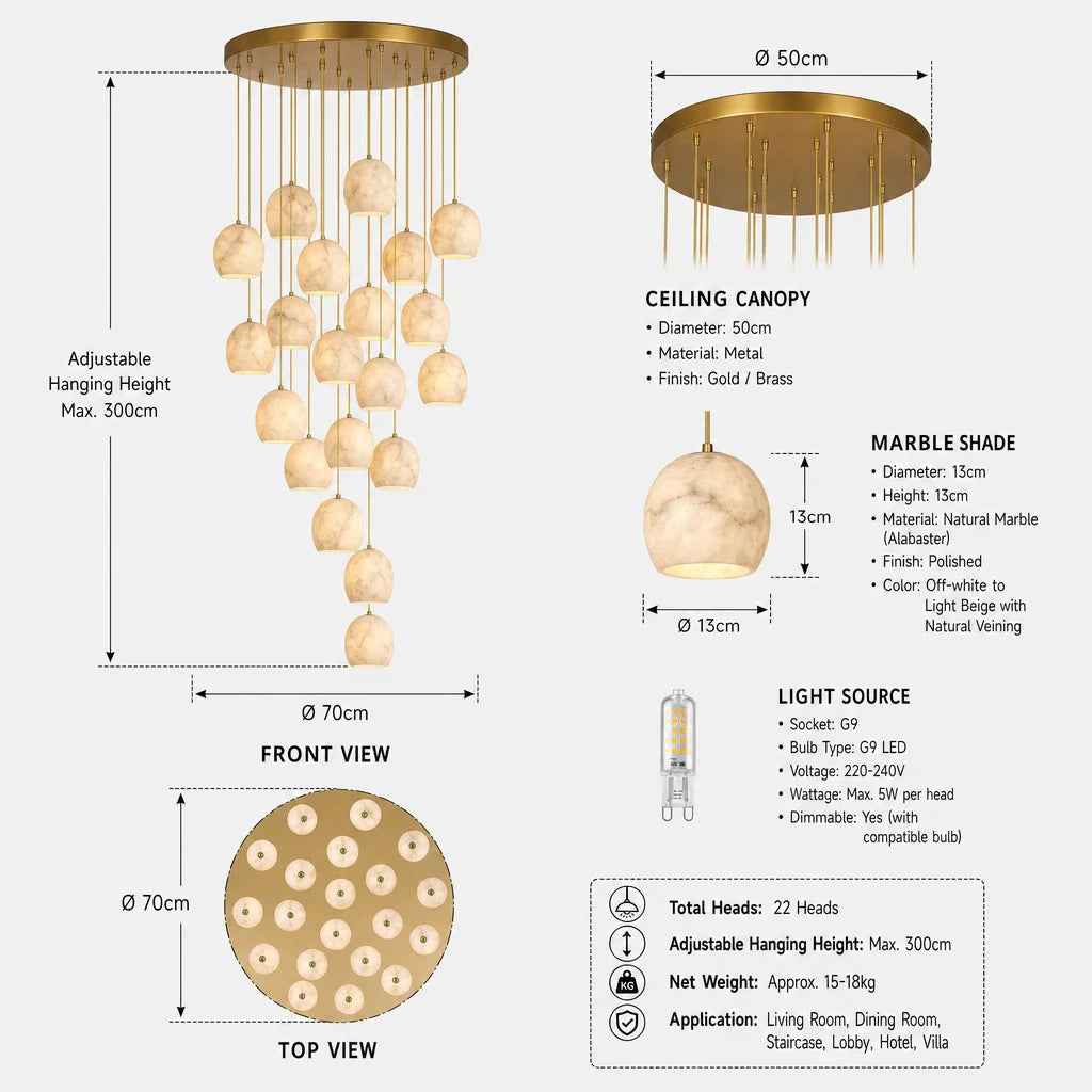 suspension lumineuse moderne marbre beige cuivre salon salle manger cuisine