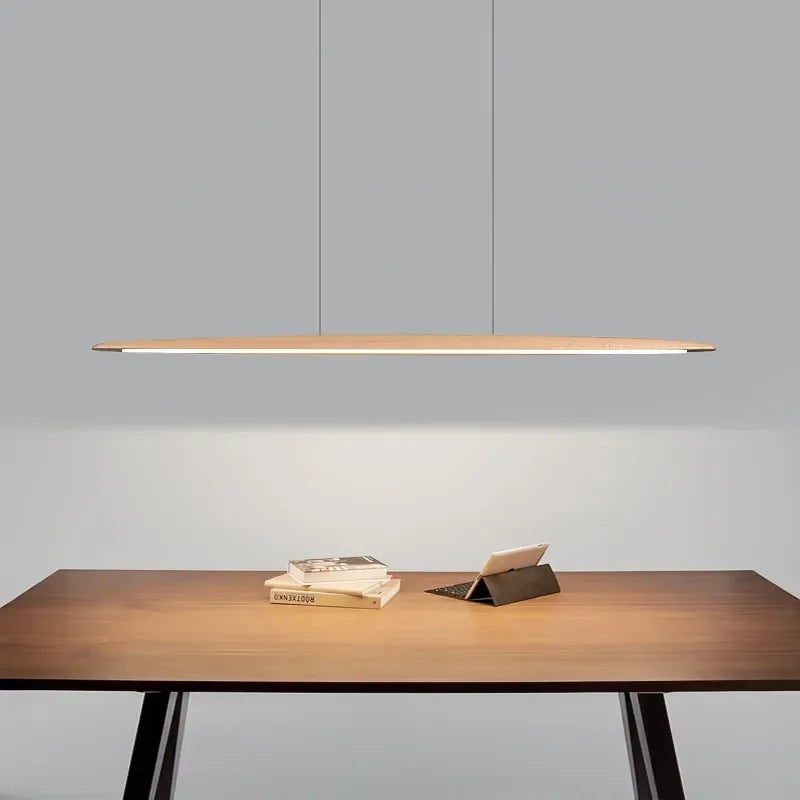 lampe suspendue bois marron clair moderne 120cm 150cm 180cm 200cm certification ul vde ccc