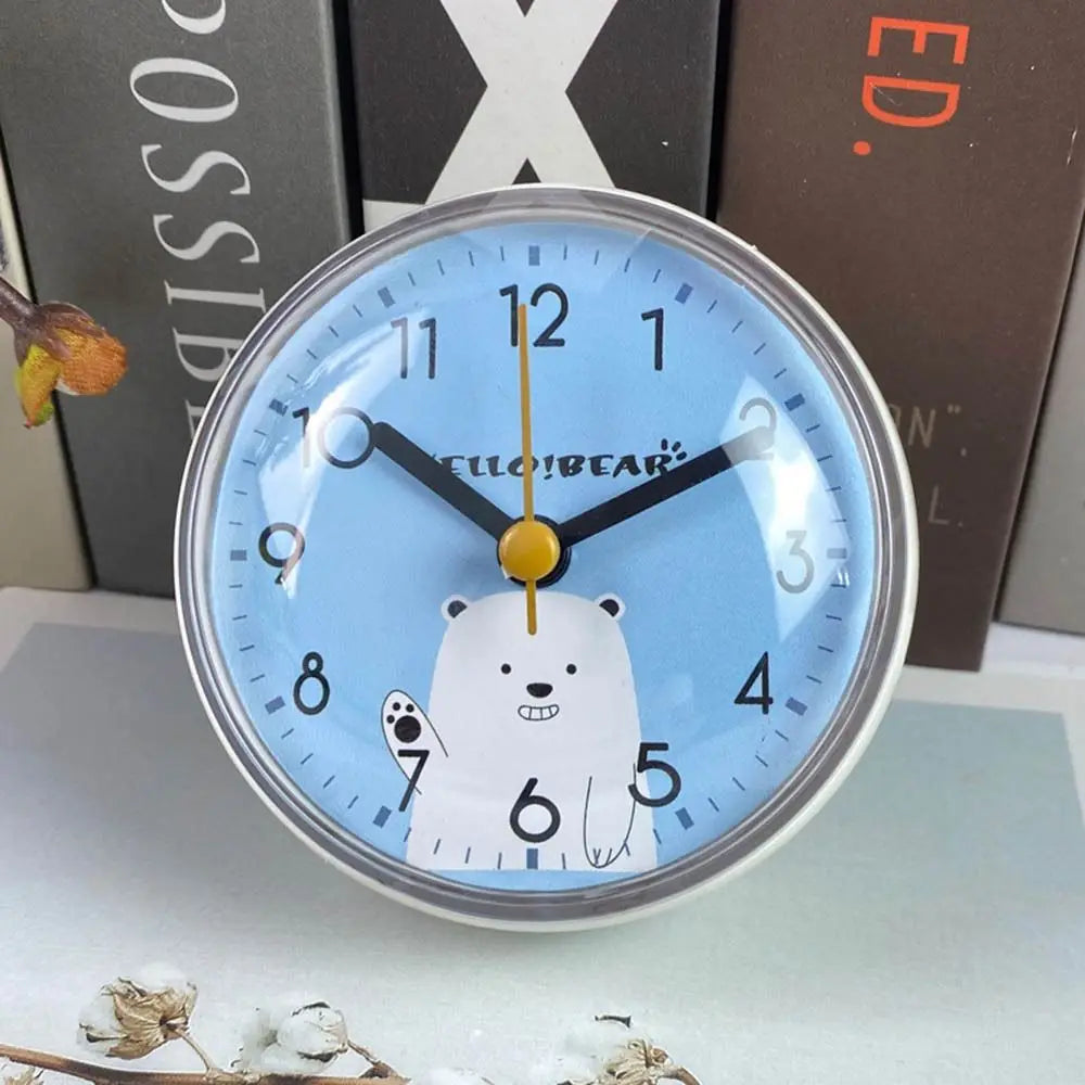 horloge murale decorative chiffres arabes personnages ours mouton verre transparent boite opaque enfantin adorable