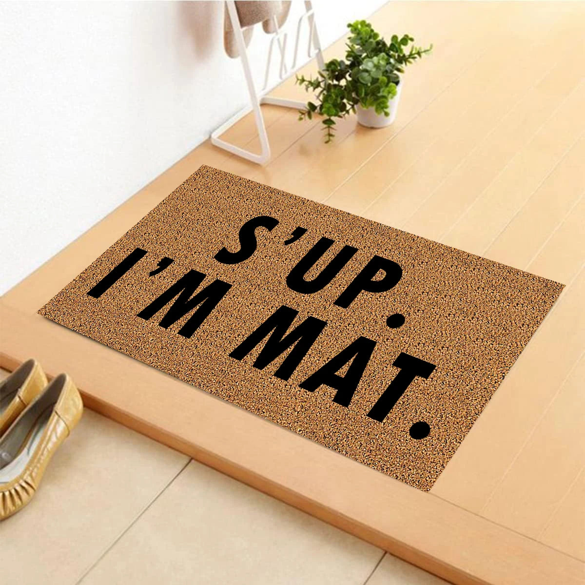 tapis d'entrée imperméable anti dérapant moderne marron clair texture naturelle résistant rides extérieur indoor