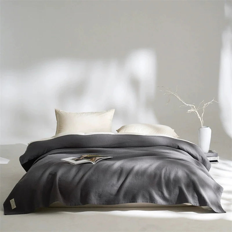couverture bébé coton lin solide moderne portable été pique nique voyage maison vert gris