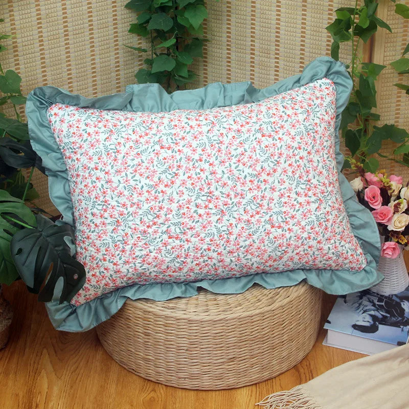 taies d'oreiller coton motif floral blanc vintage animaux campagnard imprimées douces qualitative