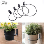 support mural pots fleurs noir rond lisse moderne minimaliste vis fixation