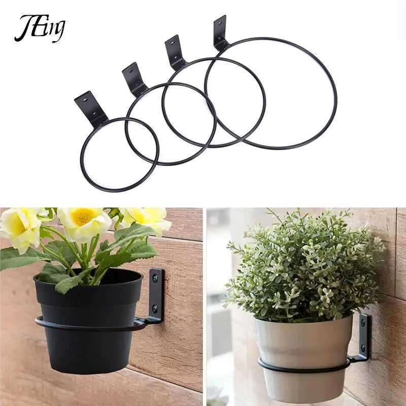 support mural pots fleurs noir rond lisse moderne minimaliste vis fixation
