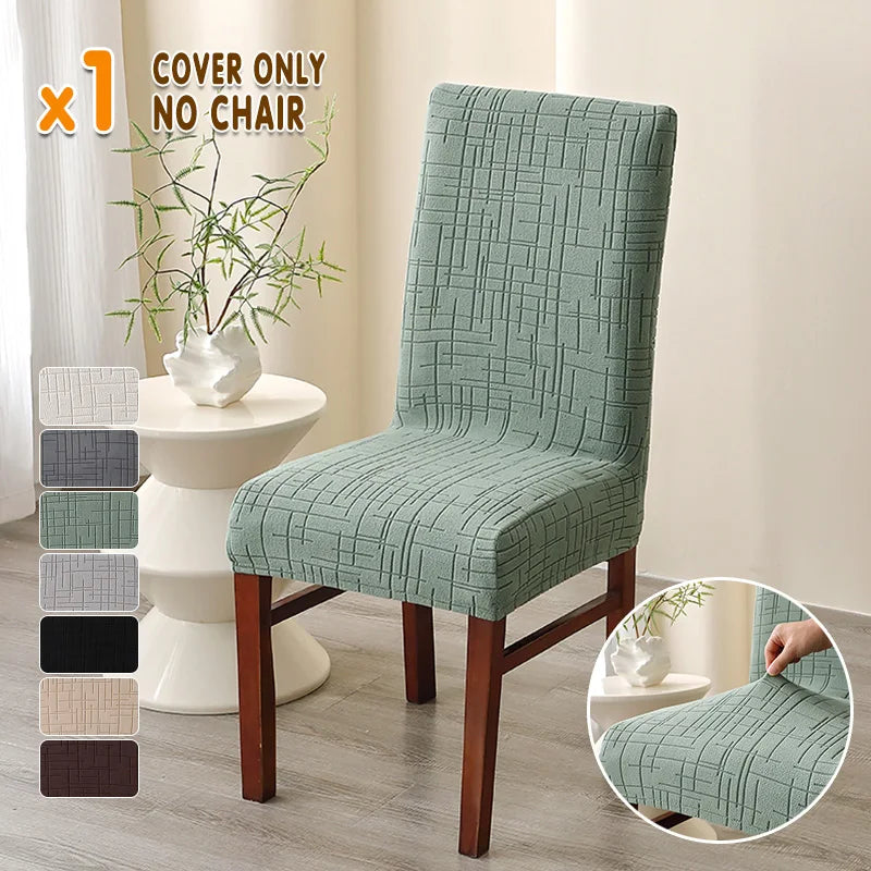 housse chaise moderne gris clair rayures horizontales verticales élastique polyester salle manger