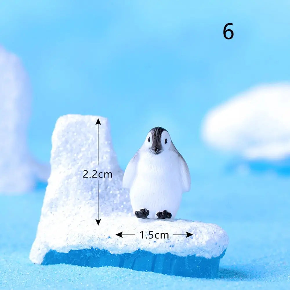 figurines animaux résine blanc noir jaune nautique pingouins phoque flocon neige détaillées maison jardinage