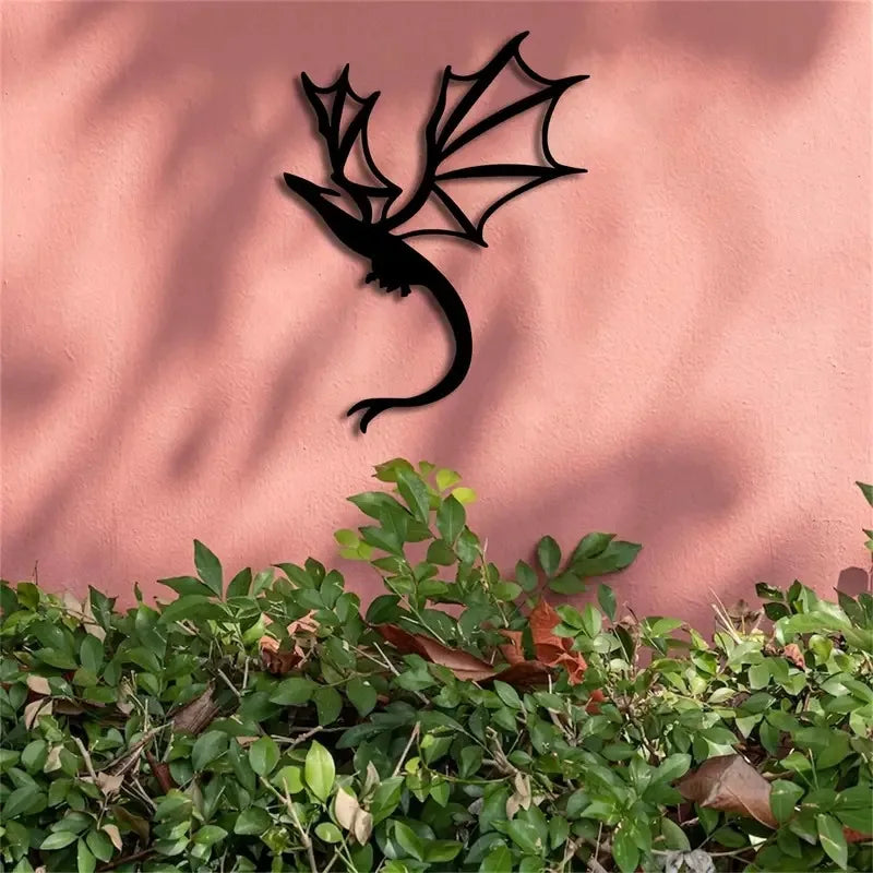 décoration murale silhouette dragon moderne noir simple intérieur extérieur chambre balcon terrasse