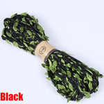 ruban artificiel feuilles vertes imprimées rouge rose noir vert marron clair 5mètres textile artisanal