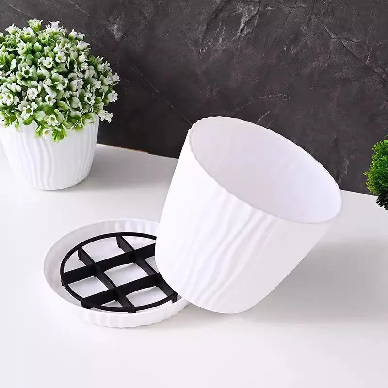 supports pot fleurs soucoupes grillages circulaires drainage plantes étagères intérieures extérieures pots noirs blancs