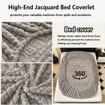 housse matelas jacquard motif géométrique gris clair élégante polyester élastique antidérapante adultes lit