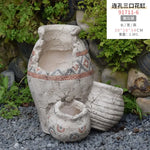 pots fleurs vintage gris motifs géométriques rustiques plantes artificielles cour jardin decoration