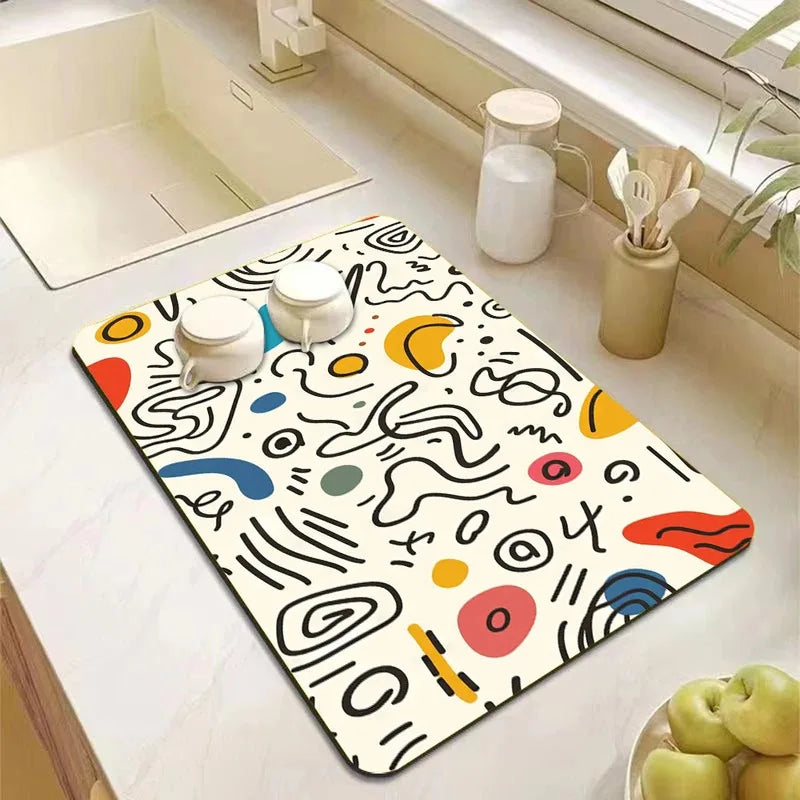 tapis cuisine gris antidérapant absorbant séchage rapide caoutchouc protection plan travail moderne