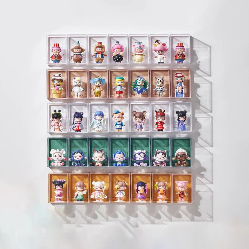 boîtes rangement transparentes pliables figurines collection modernes cartoonesques respectueuses l'environnement