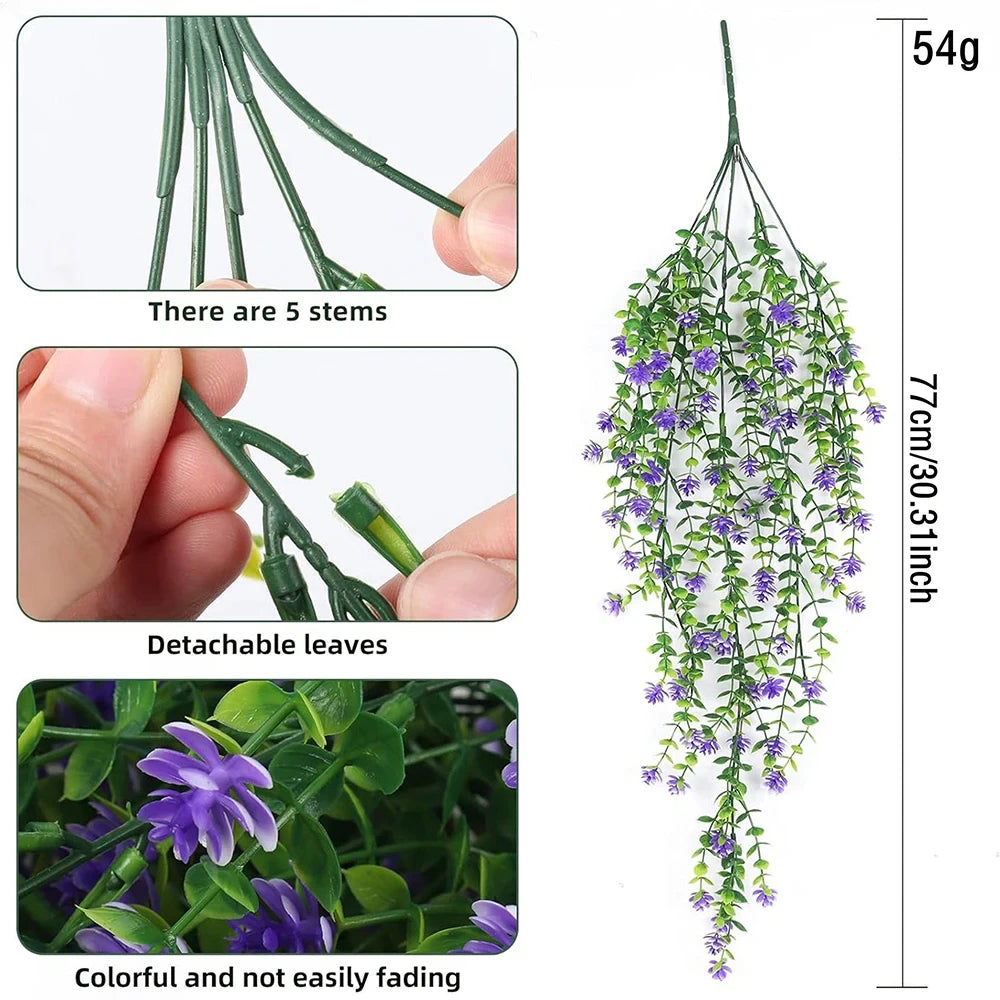 guirlande suspendue artificielle verte feuilles blanches rouges violets moderne décoration intérieure mariage anniversaire