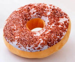coussin donut forme ronde peluche animée couleurs variées glaçage sucre coloré décoration intérieure sofa