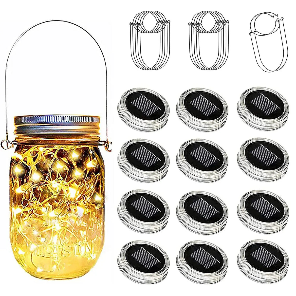 lampe solaire bocal transparent filament doré guirlande led décoration extérieure patio jardin
