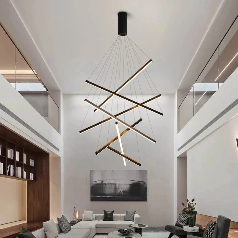 suspension lumineuse moderne noir barres lumineuses scandinave 100w 130w 2000lm led aluminium