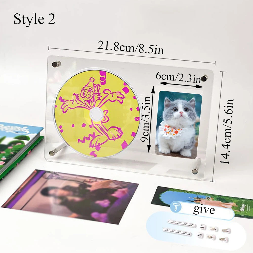 cadre photo moderne transparent clips acrylique photos chats fleurs roses