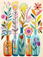 toile peinture fleurs bouteille cadre doré kit débutant peinture numéros moderne art floral relève