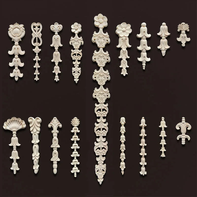 appliques decoratives bois ornements floraux blanc baroque decoration murienne sculptee artisanale