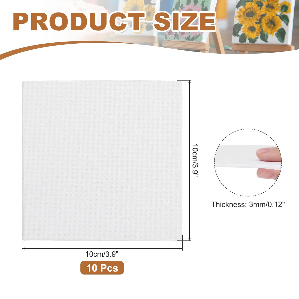 toiles peinture coton blanches apprêtées 10cm 24 pièces minimaliste art aquarelle acrylique huile