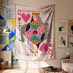 tapisserie moderne reine coeurs motifs géométriques floral chambre décoration polyester vibrant