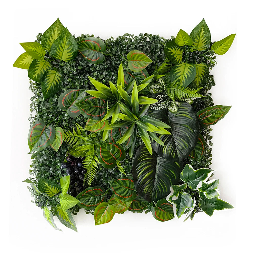 plantes artificielles herbe feuilles vertes rouge naturel decoration exterieur accrochable variées veines rouges