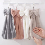 serviettes toilette velours doux nœud décoratif gris rose pâle blanc séchage rapide lavable machine
