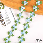 ruban decoratif brode fleurs feuilles 2cm largeur vert rose bleu orange mariage decoration ecologique