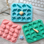 moule silicone coquillage étoile mer moderne bleu rose vert gâteau décoration pudding gelée